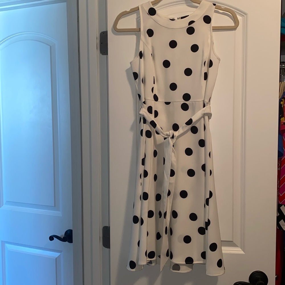 Ann Taylor, White with black polkadot dress. Size 2 petite.